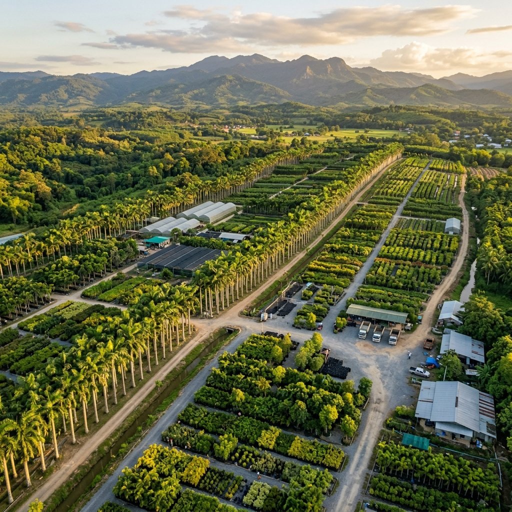 Aerial view plant export farm Thailand